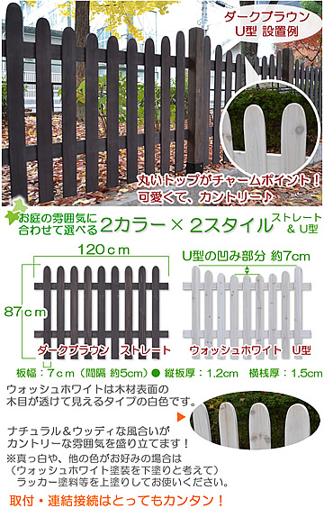 ボーダーフェンス ピケット ストレート １枚単品 杉天然木製 ガーデンガーデン