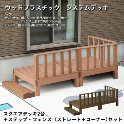 天然木のような風合い！ウッドプラスチック システムデッキ スクエア